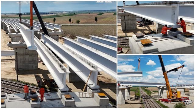  Ultimele grinzi montate pe Autostrada A7 de Umbrărescu, la Domnești-Târg. Află stadiul lucrărilor pe întreg traseul!