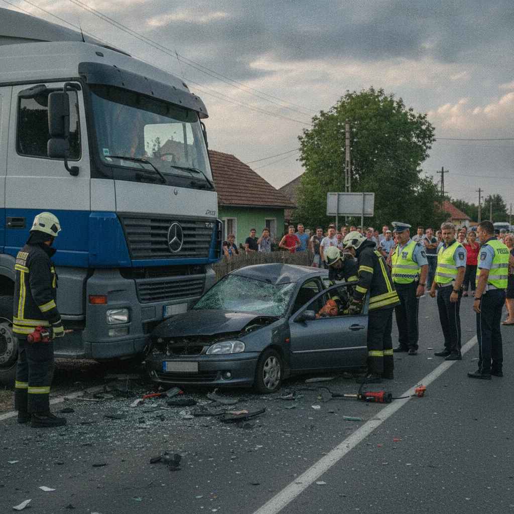 Accident în Livezi, satul Orășa: autoturism lovit de un autotren
