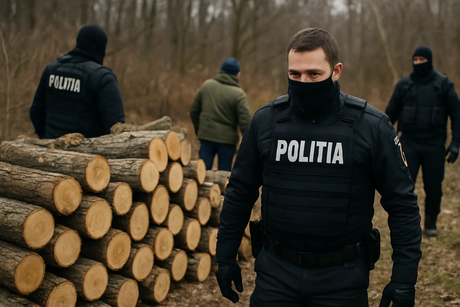 Acțiune amplă în Bacău: Percheziții și confiscări de lemn ilegal