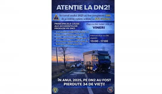 Acțiune „RELEU” pe DN2: 349 de accidente și 34 de morți în 2025