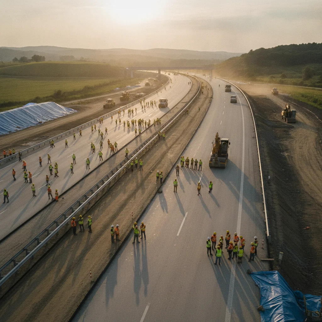 Autostrada A7 Bacău-Pașcani: 50 km gata anul acesta, 5.500 de muncitori pe șantier