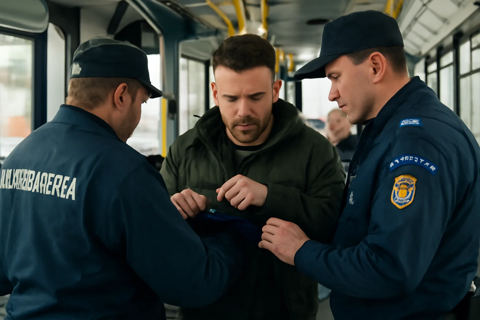 bărbat surprins în autobuz cu obiecte periculoase
