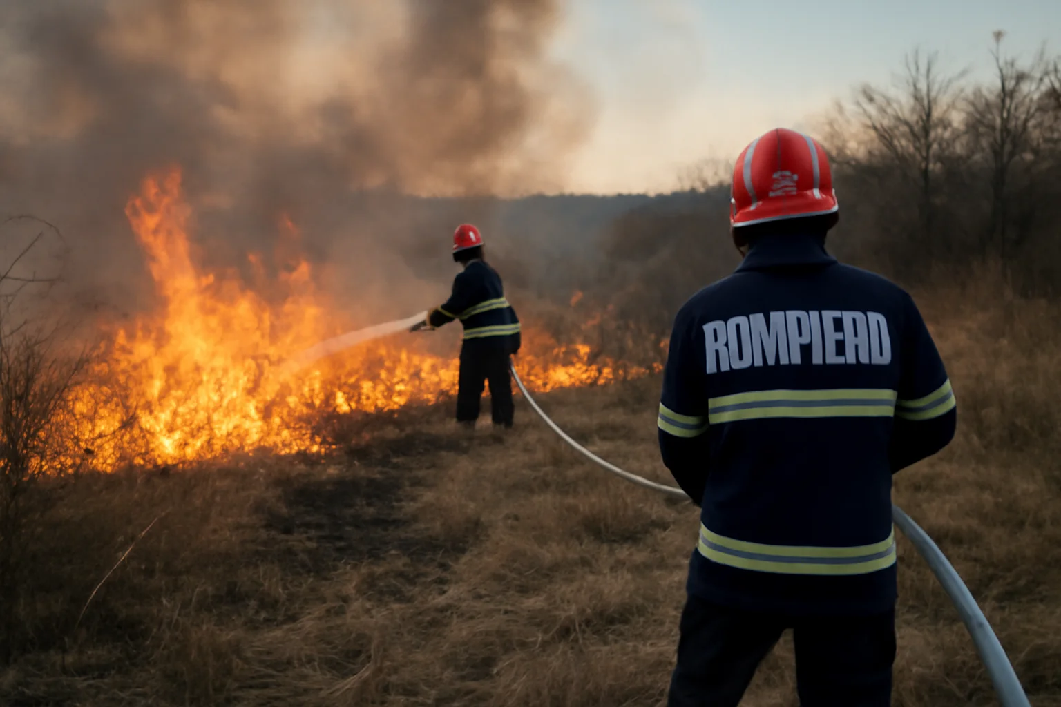 Buhuși, Bacău: intervenție a pompierilor la un incendiu de vegetație uscată la marginea orașului