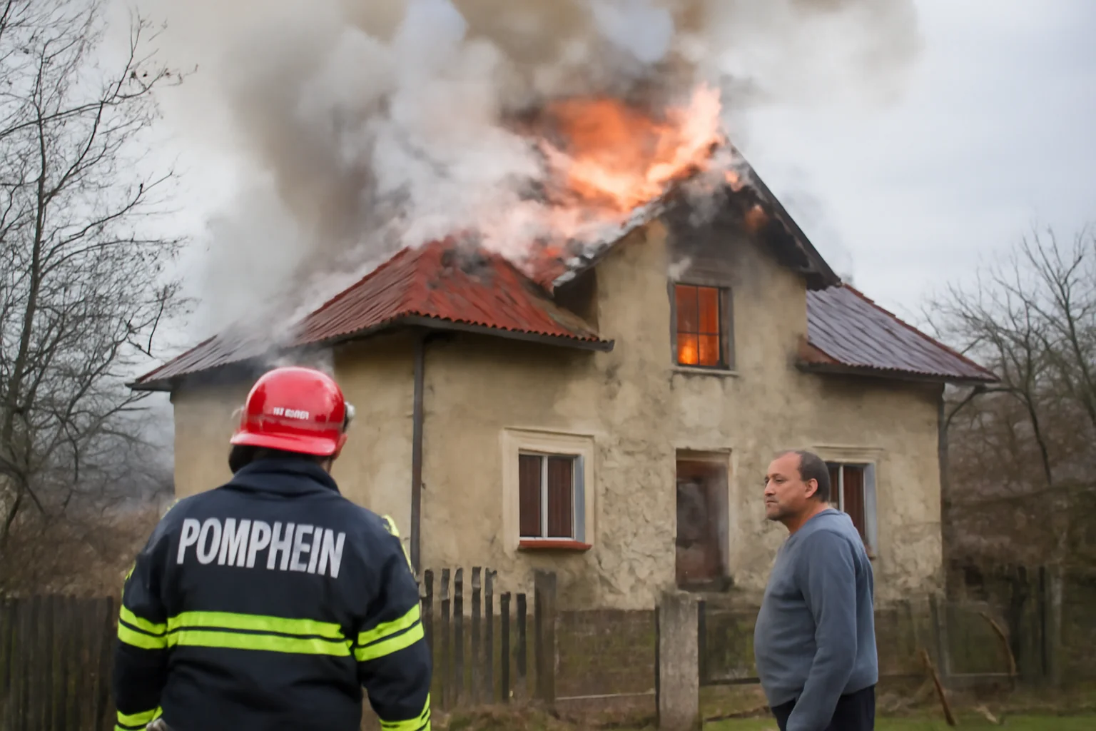 Casă cuprinsă de flăcări în Oituz din cauza unui coș de fum defect
