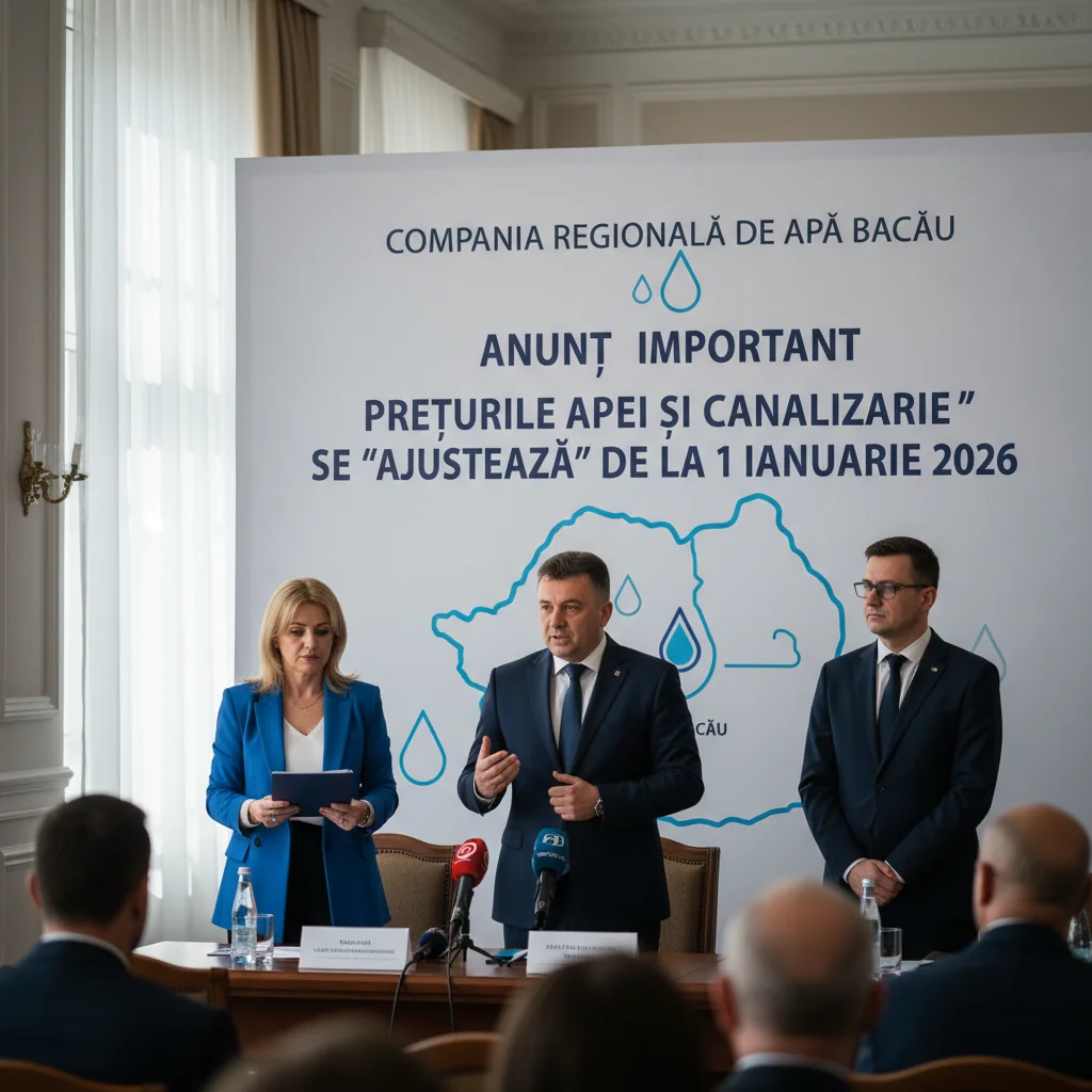 Compania Regională de Apă Bacău anunță modificarea tarifelor pentru apă și canalizare începând cu 1 ianuarie 2026