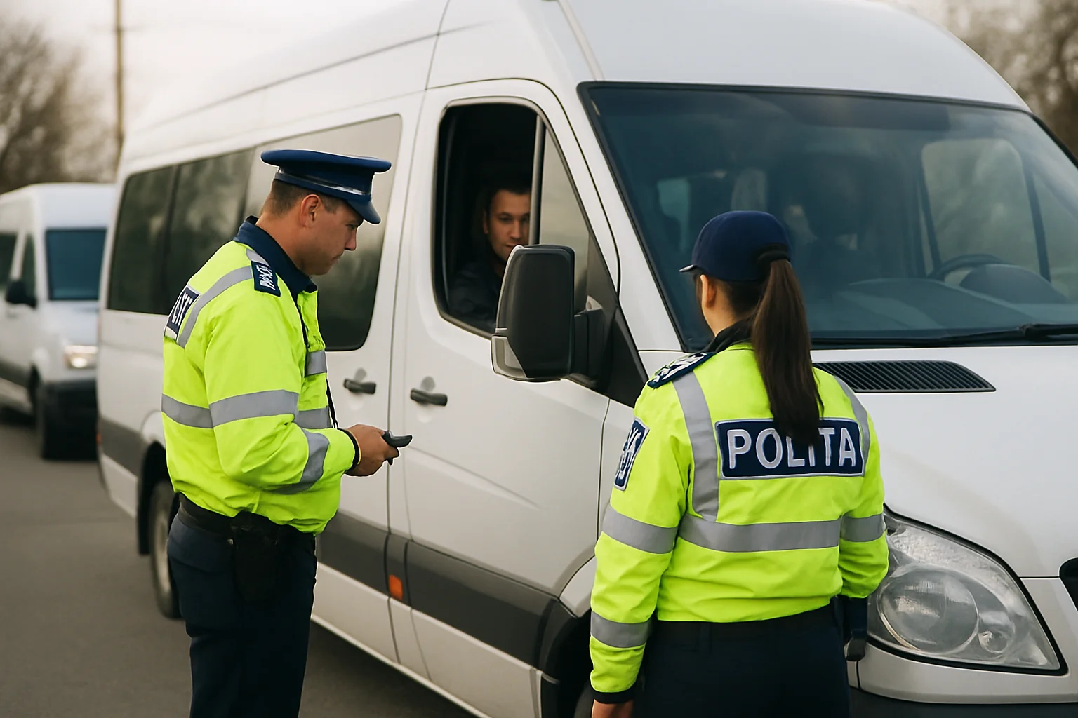 Controale rutiere în Bacău: transportul public, verificat