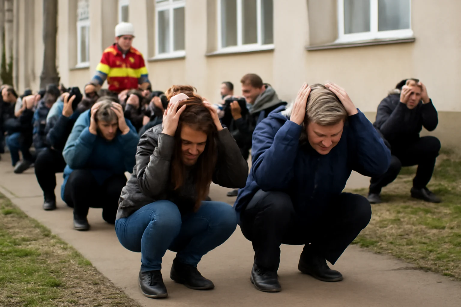 Exerciții de evacuare în caz de cutremur coordonate de ISU Bacău, de Ziua Protecției Civile