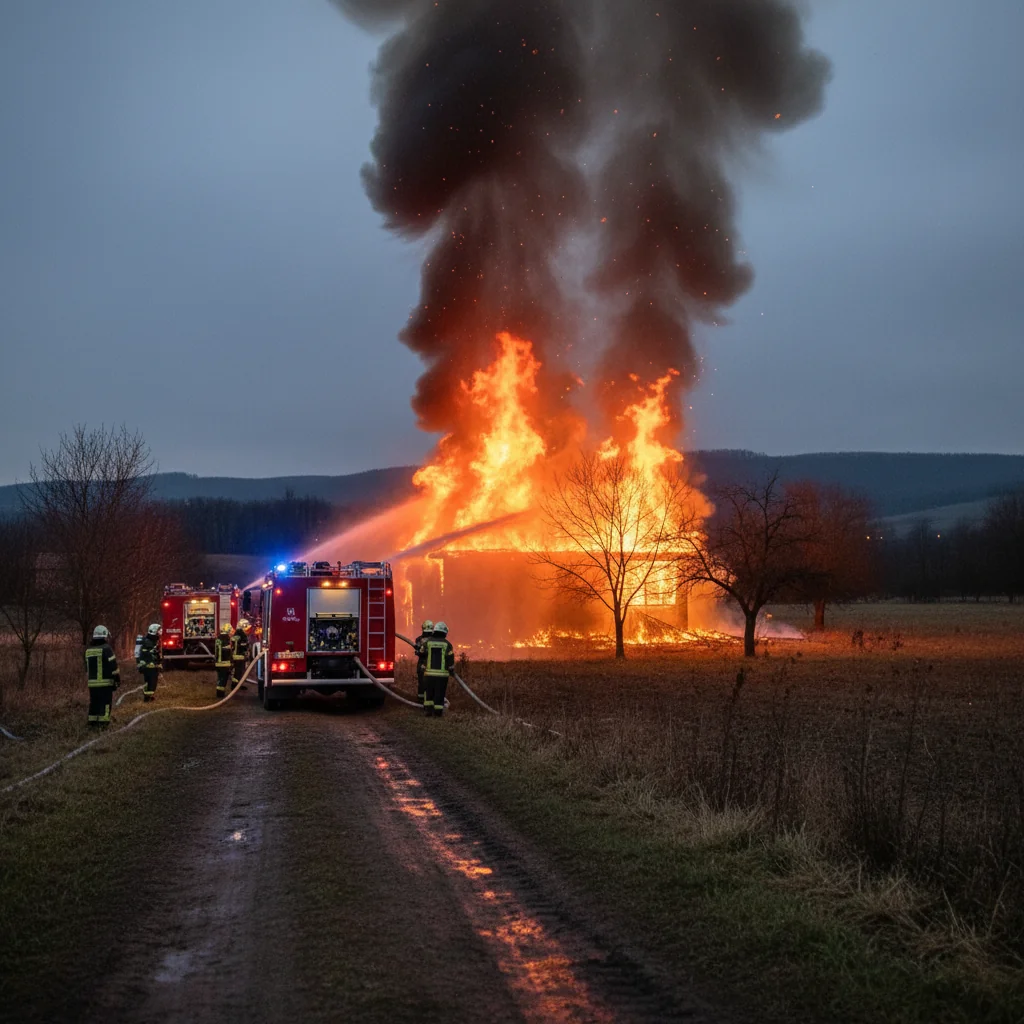 FOTO Incendiu major la un grajd din Lapoș, Dărmănești – Intervenția pompierilor în desfășurare – Update