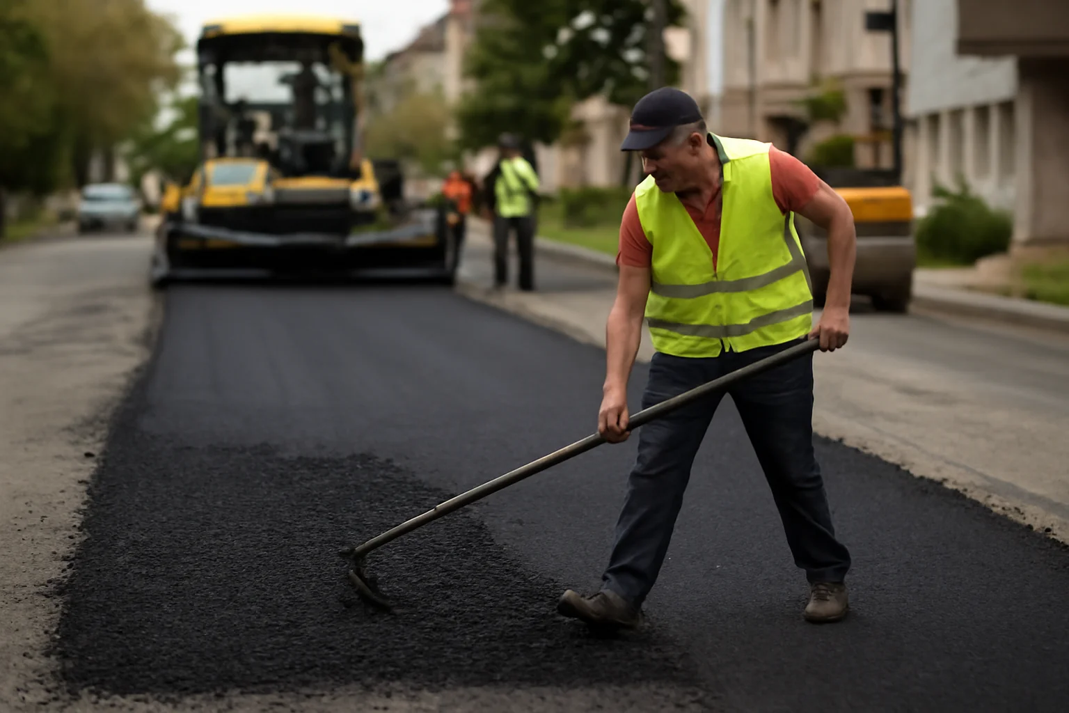 Imagini controversate cu muncitori care calcă asfaltul pe o stradă din Bacău; Primăria respinge acuzațiile și vorbește de fake news
