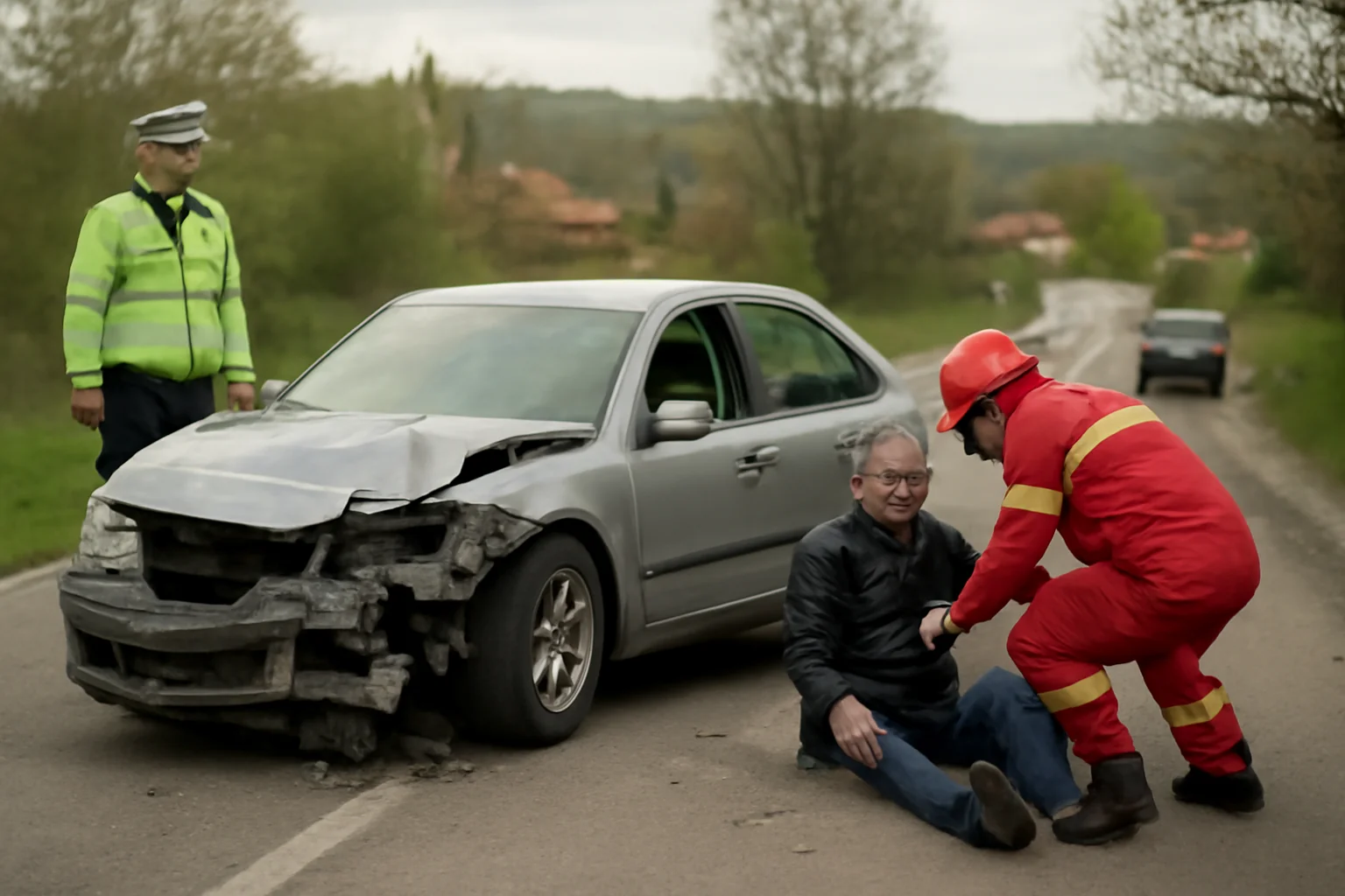 IMAGINI de la un grav accident rutier cu o persoană rănită în comuna Mărgineni, satul Luncani