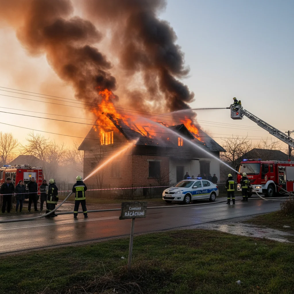 Incendiu la o casă din Răcăciuni, în această dimineață
