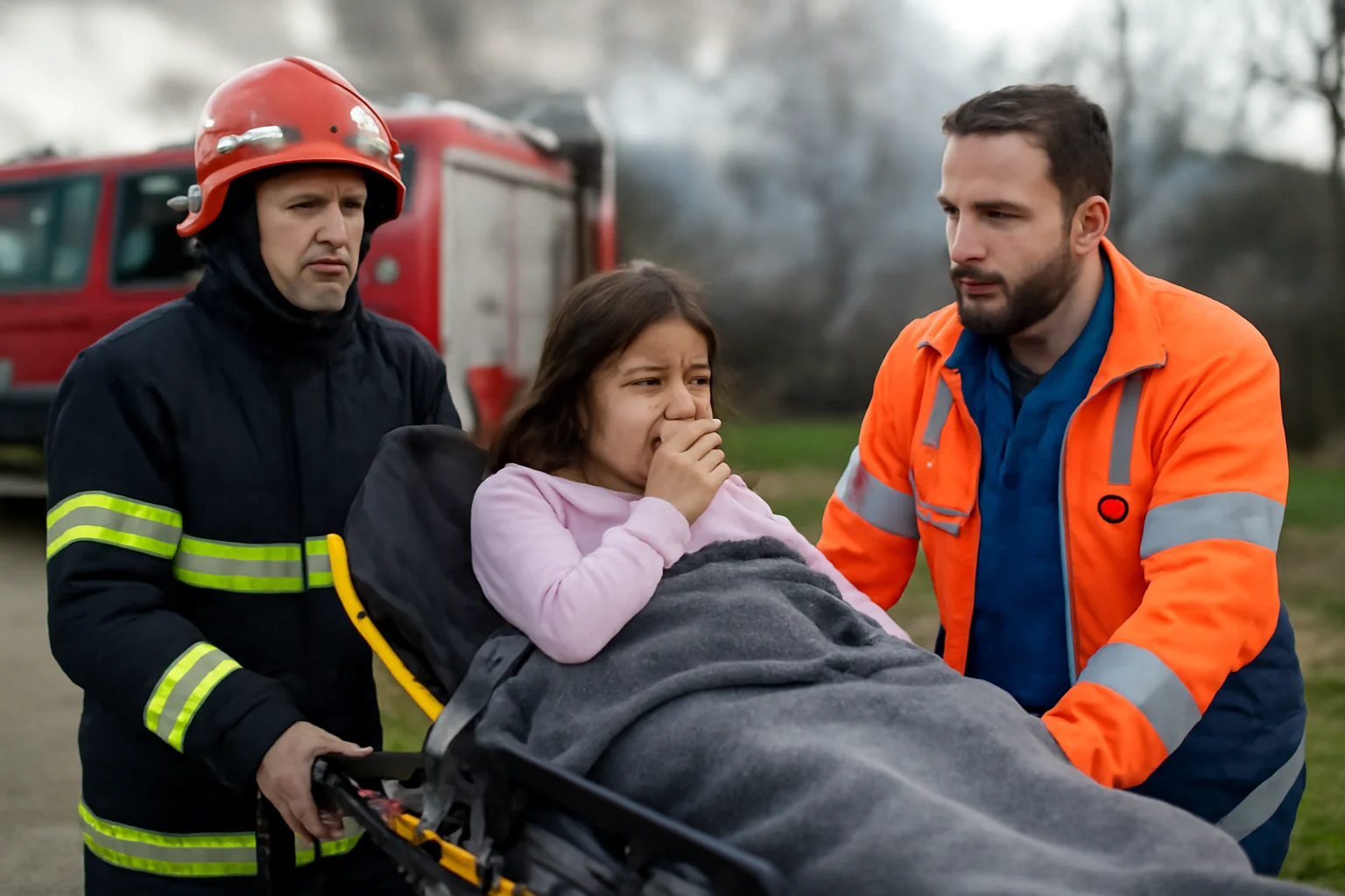 Incendiu puternic la Brusturoasa, o fetiță în spital după fum