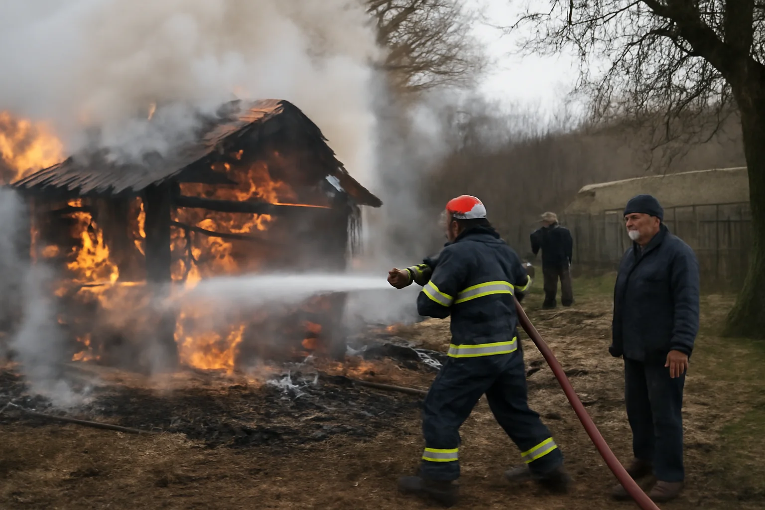 nouă porci pier sub focul devastator
