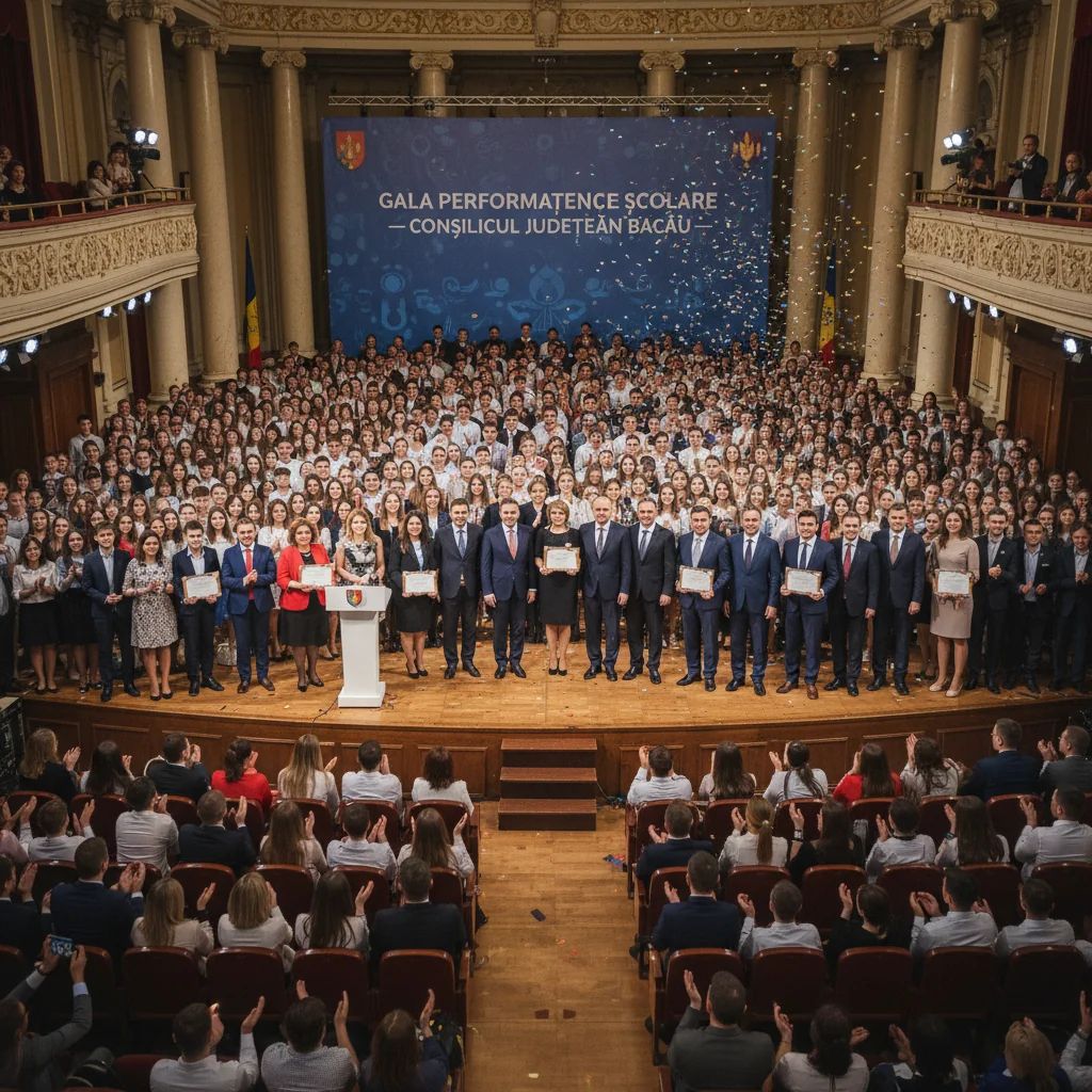Peste 1.000 de elevi și profesori din Bacău premiați la Gala Performanței Școlare organizată de CJ Bacău