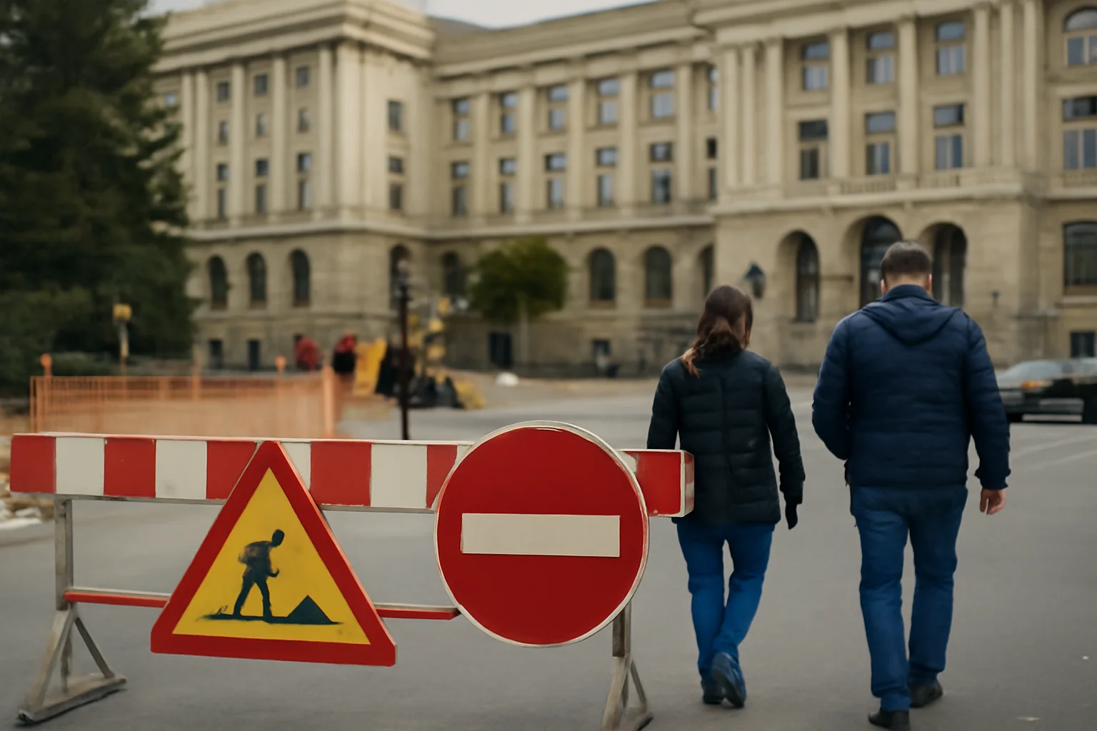 Trafic rutier restricționat în centrul municipiului Bacău, în zona Palatului Administrativ